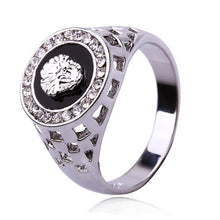 Load image into Gallery viewer, Hip Hop 18K Gold Plated Lion Head Rhinestone Ring (Silver) - Mega Discount Store Ghana