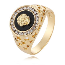 Load image into Gallery viewer, Hip Hop 18K Gold Plated Lion Head Rhinestone Ring (Gold) - Mega Discount Store Ghana