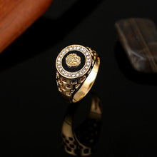 Load image into Gallery viewer, Hip Hop 18K Gold Plated Lion Head Rhinestone Ring (Gold) - Mega Discount Store Ghana
