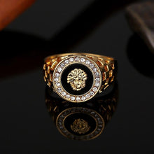 Load image into Gallery viewer, Hip Hop 18K Gold Plated Lion Head Rhinestone Ring (Gold) - Mega Discount Store Ghana