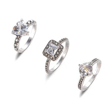 Load image into Gallery viewer, 3 PCS (set) Fashion Rings With Zircon Inlaid For Women, Inner Diameter: 1.7/ 1.6 cm(Silver) - Mega Discount Store Ghana