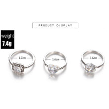 Load image into Gallery viewer, 3 PCS (set) Fashion Rings With Zircon Inlaid For Women, Inner Diameter: 1.7/ 1.6 cm(Silver) - Mega Discount Store Ghana