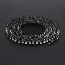 Load image into Gallery viewer, Mens Hip Hop Punk Single Row Crystal Inlaid Alloy Chain Necklace (Black) - Mega Discount Store Ghana