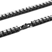 Load image into Gallery viewer, Mens Hip Hop Punk Single Row Crystal Inlaid Alloy Chain Necklace (Black) - Mega Discount Store Ghana