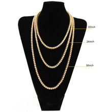 Load image into Gallery viewer, Mens Hip Hop Punk Single Row Crystal Inlaid Alloy Chain Necklace (Black) - Mega Discount Store Ghana