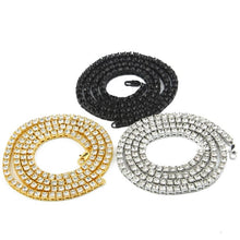 Load image into Gallery viewer, Mens Hip Hop Punk Single Row Crystal Inlaid Alloy Chain Necklace (Black) - Mega Discount Store Ghana