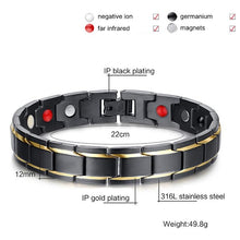 Load image into Gallery viewer, Style Fashion Jewelry Stainless Steel + Gold-mounted Plating Magnetic Health Bracelet (Black+Gold) - Mega Discount Store Ghana