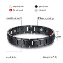 Load image into Gallery viewer, Style Fashion Jewelry Stainless Steel + Black Plating Magnetic Health Bracelet (Black) - Mega Discount Store Ghana