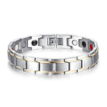 Load image into Gallery viewer, Style Fashion Jewelry Stainless Steel Gold-mounted Plating Magnetic Health Bracelet(Steel+Silver) - Mega Discount Store Ghana