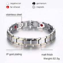 Load image into Gallery viewer, Style Fashion Jewelry Stainless Steel Gold-mounted Plating Magnetic Health Bracelet(Steel+Silver) - Mega Discount Store Ghana