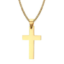 Load image into Gallery viewer, Fashion Jewelry High Polished Stainless Steel Plating Simple Cross Necklace with Chain (Gold) - Mega Discount Store Ghana