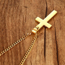 Load image into Gallery viewer, Fashion Jewelry High Polished Stainless Steel Plating Simple Cross Necklace with Chain (Gold) - Mega Discount Store Ghana