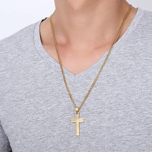 Load image into Gallery viewer, Fashion Jewelry High Polished Stainless Steel Plating Simple Cross Necklace with Chain (Gold) - Mega Discount Store Ghana