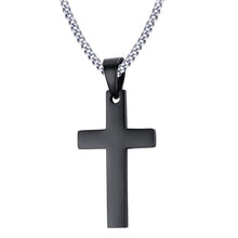 Load image into Gallery viewer, Style Fashion Jewelry High Stainless Steel + Plating Simple Cross Necklace with Chain (Black) - Mega Discount Store Ghana