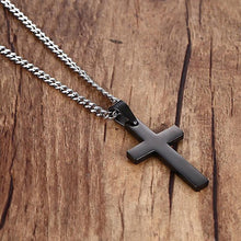 Load image into Gallery viewer, Style Fashion Jewelry High Stainless Steel + Plating Simple Cross Necklace with Chain (Black) - Mega Discount Store Ghana