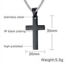 Load image into Gallery viewer, Style Fashion Jewelry High Stainless Steel + Plating Simple Cross Necklace with Chain (Black) - Mega Discount Store Ghana