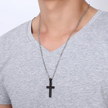 Load image into Gallery viewer, Style Fashion Jewelry High Stainless Steel + Plating Simple Cross Necklace with Chain (Black) - Mega Discount Store Ghana