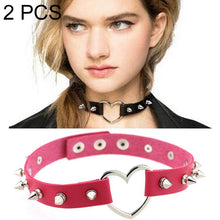 Load image into Gallery viewer, Punk Style Fashion Heart Shape Leather Rivet Necklace Collar, Random Color Delivery - Mega Discount Store Ghana