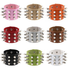 Load image into Gallery viewer, Punk Style Fashion Conical Tip 3 Rows Rivets Leather Bracelet, Random Color Delivery - Mega Discount Store Ghana