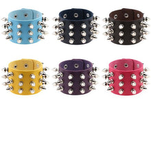 Load image into Gallery viewer, Punk Style Fashion Conical Tip 3 Rows Rivets Leather Bracelet, Random Color Delivery - Mega Discount Store Ghana