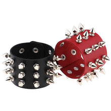Load image into Gallery viewer, Punk Style Fashion Conical Tip 3 Rows Rivets Leather Bracelet, Random Color Delivery - Mega Discount Store Ghana
