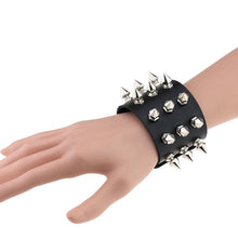 Load image into Gallery viewer, Punk Style Fashion Conical Tip 3 Rows Rivets Leather Bracelet, Random Color Delivery - Mega Discount Store Ghana