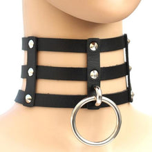 Load image into Gallery viewer, Harajuku Fashion Punk Gothic Rivets Collar Hand 3-rows Caged Leather Collar Necklace - Mega Discount Store Ghana