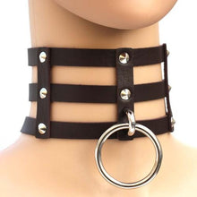 Load image into Gallery viewer, Harajuku Fashion Punk Gothic Rivets Collar Hand 3-rows Caged Leather Collar Necklace - Mega Discount Store Ghana