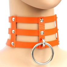 Load image into Gallery viewer, Harajuku Fashion Punk Gothic Rivets Collar Hand 3-rows Caged Leather Collar Necklace - Mega Discount Store Ghana