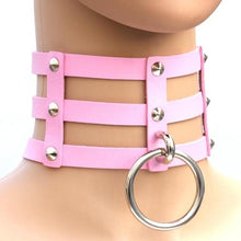 Load image into Gallery viewer, Harajuku Fashion Punk Gothic Rivets Collar Hand 3-rows Caged Leather Collar Necklace - Mega Discount Store Ghana