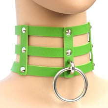 Load image into Gallery viewer, Harajuku Fashion Punk Gothic Rivets Collar Hand 3-rows Caged Leather Collar Necklace - Mega Discount Store Ghana