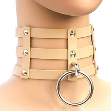 Load image into Gallery viewer, Harajuku Fashion Punk Gothic Rivets Collar Hand 3-rows Caged Leather Collar Necklace - Mega Discount Store Ghana