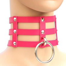 Load image into Gallery viewer, Harajuku Fashion Punk Gothic Rivets Collar Hand 3-rows Caged Leather Collar Necklace - Mega Discount Store Ghana