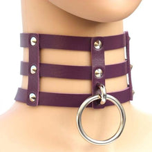 Load image into Gallery viewer, Harajuku Fashion Punk Gothic Rivets Collar Hand 3-rows Caged Leather Collar Necklace - Mega Discount Store Ghana