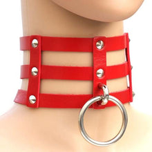 Load image into Gallery viewer, Harajuku Fashion Punk Gothic Rivets Collar Hand 3-rows Caged Leather Collar Necklace - Mega Discount Store Ghana