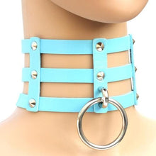 Load image into Gallery viewer, Harajuku Fashion Punk Gothic Rivets Collar Hand 3-rows Caged Leather Collar Necklace - Mega Discount Store Ghana
