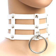 Load image into Gallery viewer, Harajuku Fashion Punk Gothic Rivets Collar Hand 3-rows Caged Leather Collar Necklace - Mega Discount Store Ghana