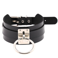 Load image into Gallery viewer, Harajuku PU Leather Silver Single Ring Collar Wide Street-Snap Nightclub O-shaped Choker Necklace - Mega Discount Store Ghana