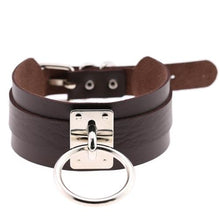 Load image into Gallery viewer, Harajuku PU Leather Silver Single Ring Collar Wide Street-Snap Nightclub O-shaped Choker Necklace - Mega Discount Store Ghana