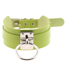 Load image into Gallery viewer, Harajuku PU Leather Silver Single Ring Collar Wide Street-Snap Nightclub O-shaped Choker Necklace - Mega Discount Store Ghana