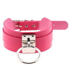 Load image into Gallery viewer, Harajuku PU Leather Silver Single Ring Collar Wide Street-Snap Nightclub O-shaped Choker Necklace - Mega Discount Store Ghana
