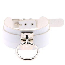 Load image into Gallery viewer, Harajuku PU Leather Silver Single Ring Collar Wide Street-Snap Nightclub O-shaped Choker Necklace - Mega Discount Store Ghana