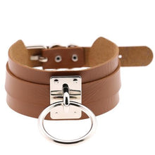 Load image into Gallery viewer, Harajuku PU Leather Silver Single Ring Collar Wide Street-Snap Nightclub O-shaped Choker Necklace - Mega Discount Store Ghana