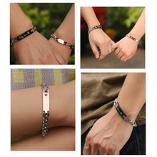 Load image into Gallery viewer, Valentines Day Gift Creative Trendy Titanium Couple Bracelet Engraved Words Style (Black + Blue) - Mega Discount Store Ghana