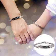 Load image into Gallery viewer, Valentines Day Gift Creative Trendy Steel Couple Bracelet Engraved Words Style (Black + Blue) - Mega Discount Store Ghana