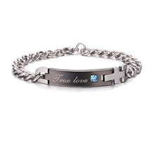 Load image into Gallery viewer, Valentines Day Gift Creative Trendy Steel Couple Bracelet Engraved Words Style (Black + Blue) - Mega Discount Store Ghana