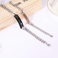 Load image into Gallery viewer, Valentines Day Gift Creative Trendy Steel Couple Bracelet Engraved Words Style (Black + Blue) - Mega Discount Store Ghana