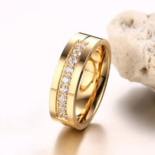 Load image into Gallery viewer, Fashion 18K Plating Female Golden Ring High Polished Stainless Steel + Cubic Zirconia Lovers Ring - Mega Discount Store Ghana