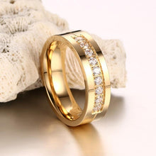 Load image into Gallery viewer, Fashion 18K Plating Female Golden Ring High Polished Stainless Steel + Cubic Zirconia Lovers Ring - Mega Discount Store Ghana