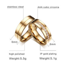 Load image into Gallery viewer, Fashion 18K Plating Female Golden Ring High Polished Stainless Steel + Cubic Zirconia Lovers Ring - Mega Discount Store Ghana